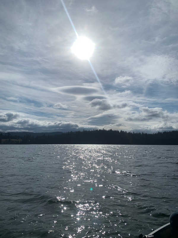 Sunlight fading across the water