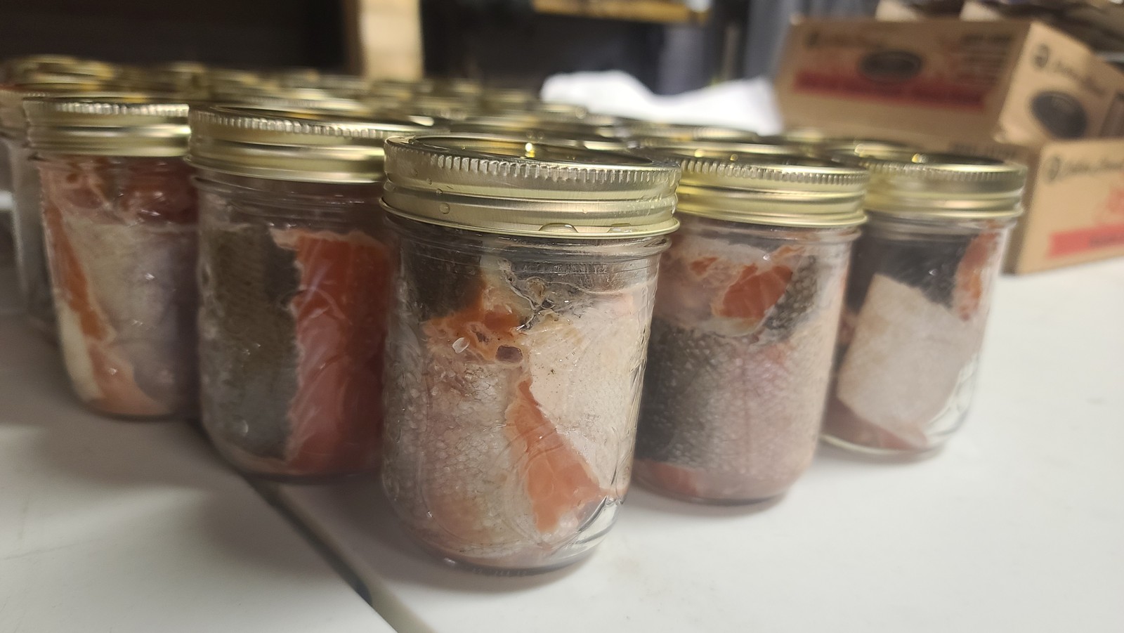 Pre-portioned jars ready for transport to camp