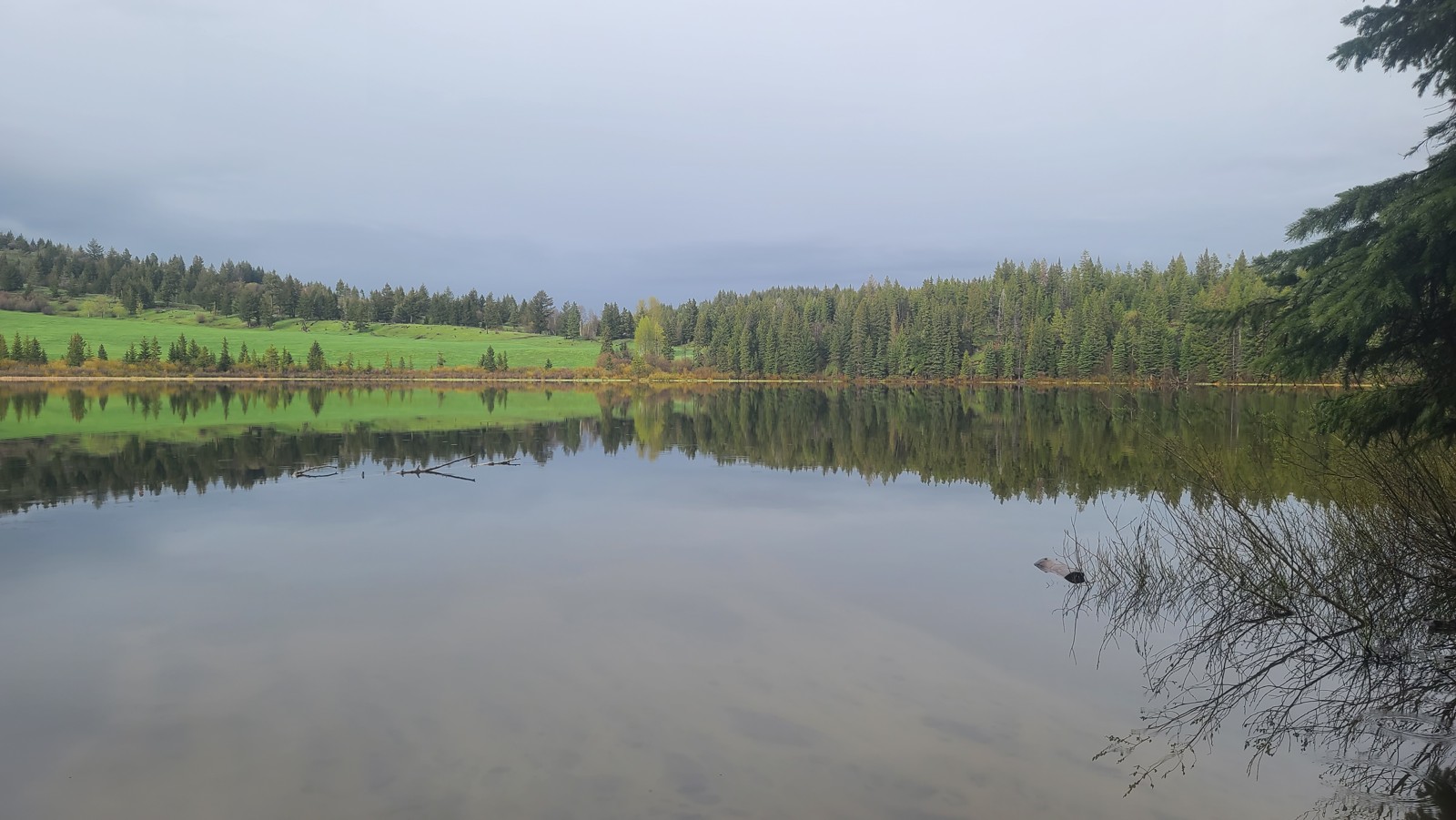 Stillwater lake beside camp
